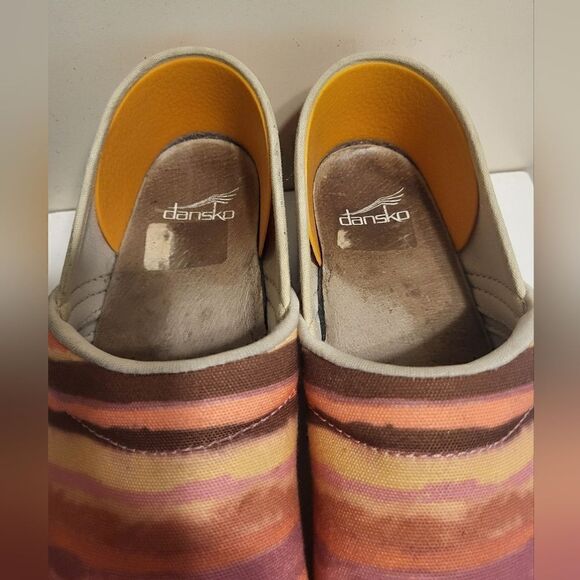 Dansko® Pro Orange/Pink "Sunset" Pattern Canvas Closed Back Clogs sz.10/40 $145 - Picture 5 of 8